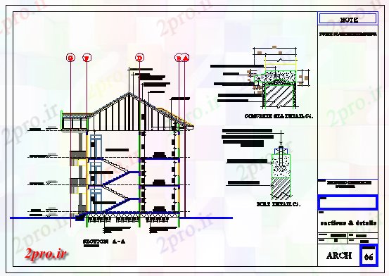 دانلود نقشه  جزئیات آسانسور و   پله بخش  طراحی مسکونی (کد77342)