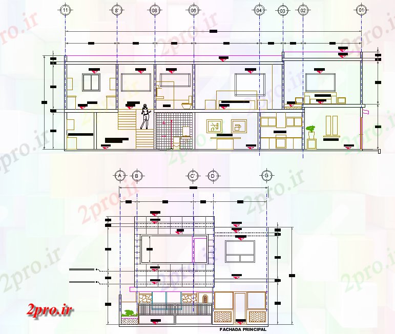 دانلود نقشه مسکونی ، ویلایی ، آپارتمان بخش خانه طرحی کار 10 در 20 متر (کد77346)