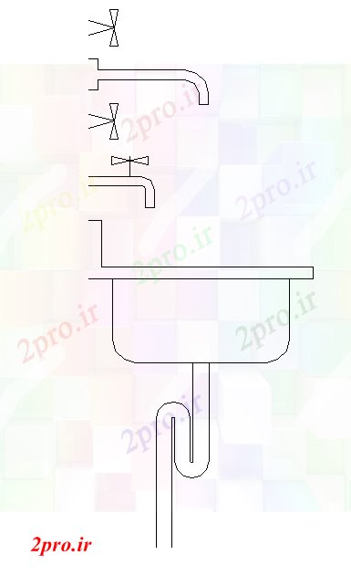 دانلود نقشه تجهیزات بهداشتی حمام جزئیات نزول نمای (کد77368)