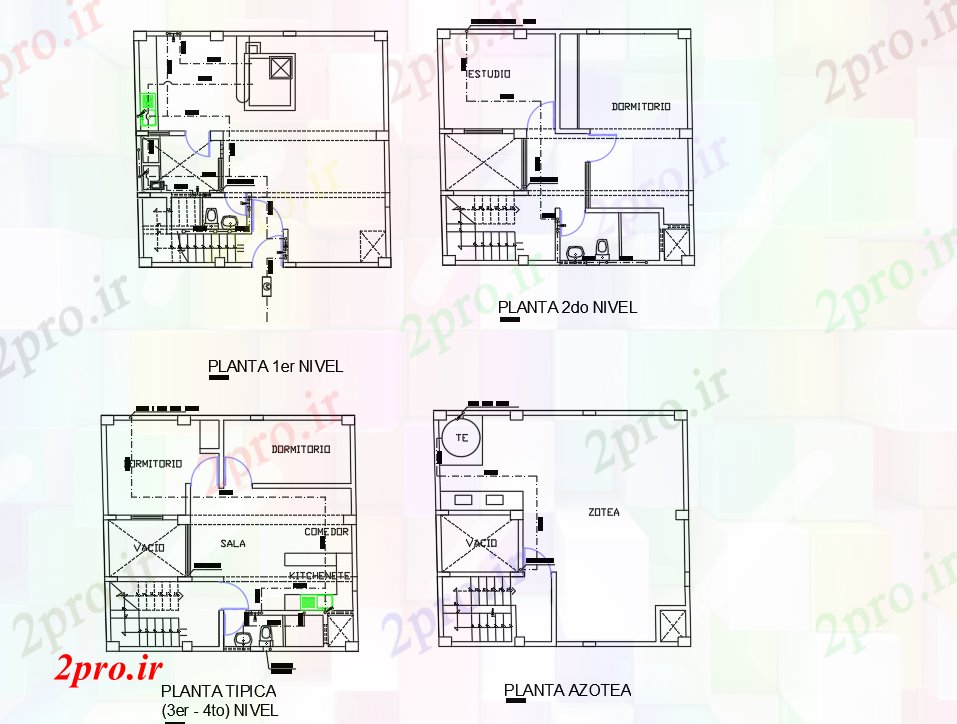 دانلود نقشه خانه های کوچک ، نگهبانی ، سازمانی - همه طراحی طبقه از خانههای ویلایی 7 در 8 متر (کد77380)
