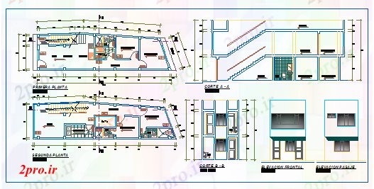 دانلود نقشه مسکونی ، ویلایی ، آپارتمان طرحی طبقه معماری و نما خانه طراحی 4 در 15 متر (کد77401)