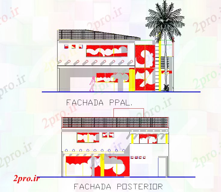 دانلود نقشه هتل - رستوران - اقامتگاه جزئیات نما خانه اتاق جزئیات 12 در 21 متر (کد77404)