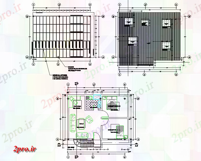 دانلود نقشه مسکونی ، ویلایی ، آپارتمان موقت خانه امپلیکین طراحی 12 در 14 متر (کد77412)