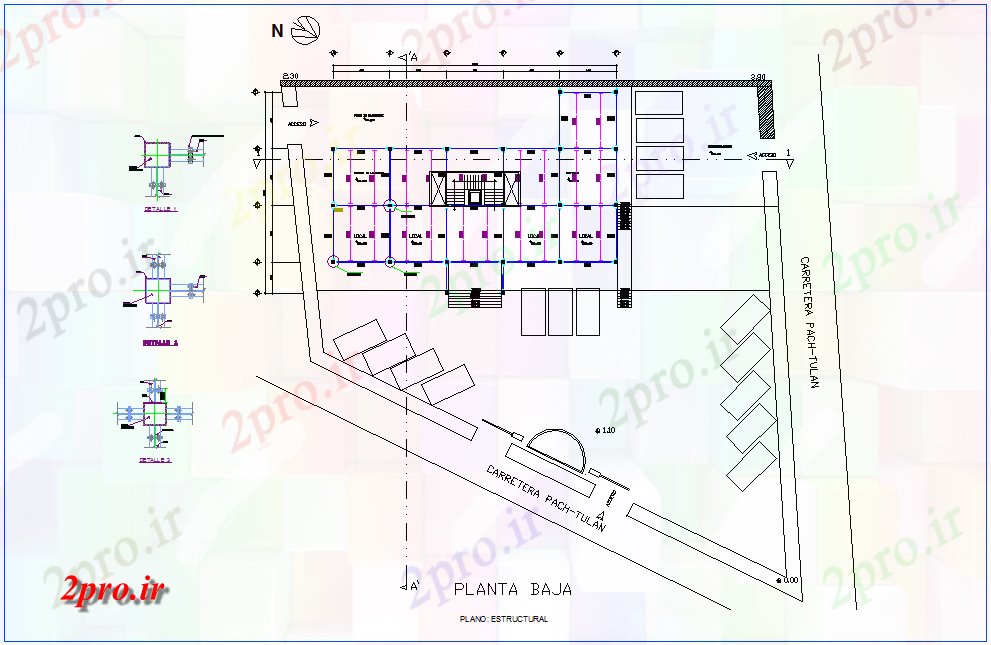 دانلود نقشه جزئیات ساختار دیدگاه ساختاری طرحی پایین برای  های اداری  (کد77427)