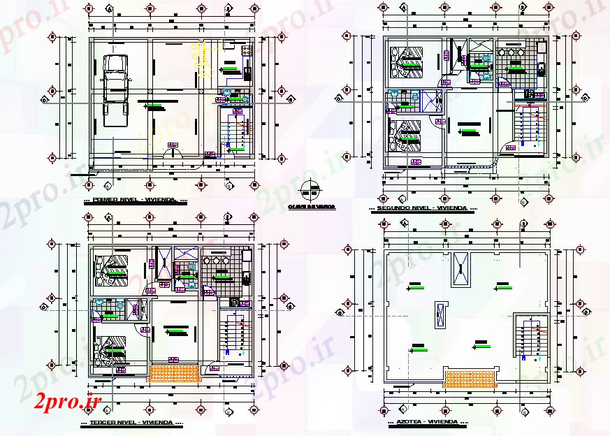 دانلود نقشه مسکونی ، ویلایی ، آپارتمان خانواده طرحی خانه جزئیات 17 در 20 متر (کد77450)