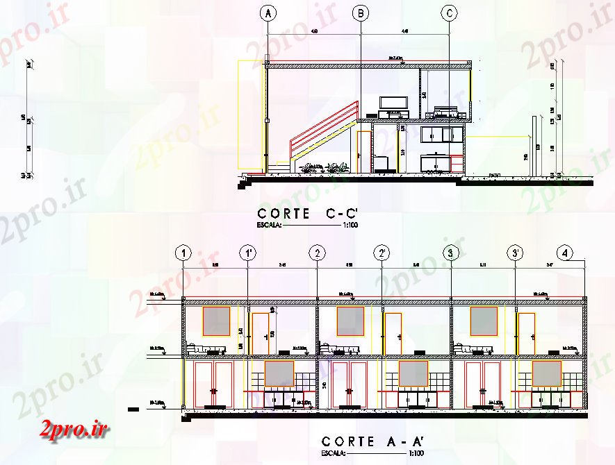دانلود نقشه مسکونی ، ویلایی ، آپارتمان بخش طرحی خانه دوبلکس 12 در 21 متر (کد77453)
