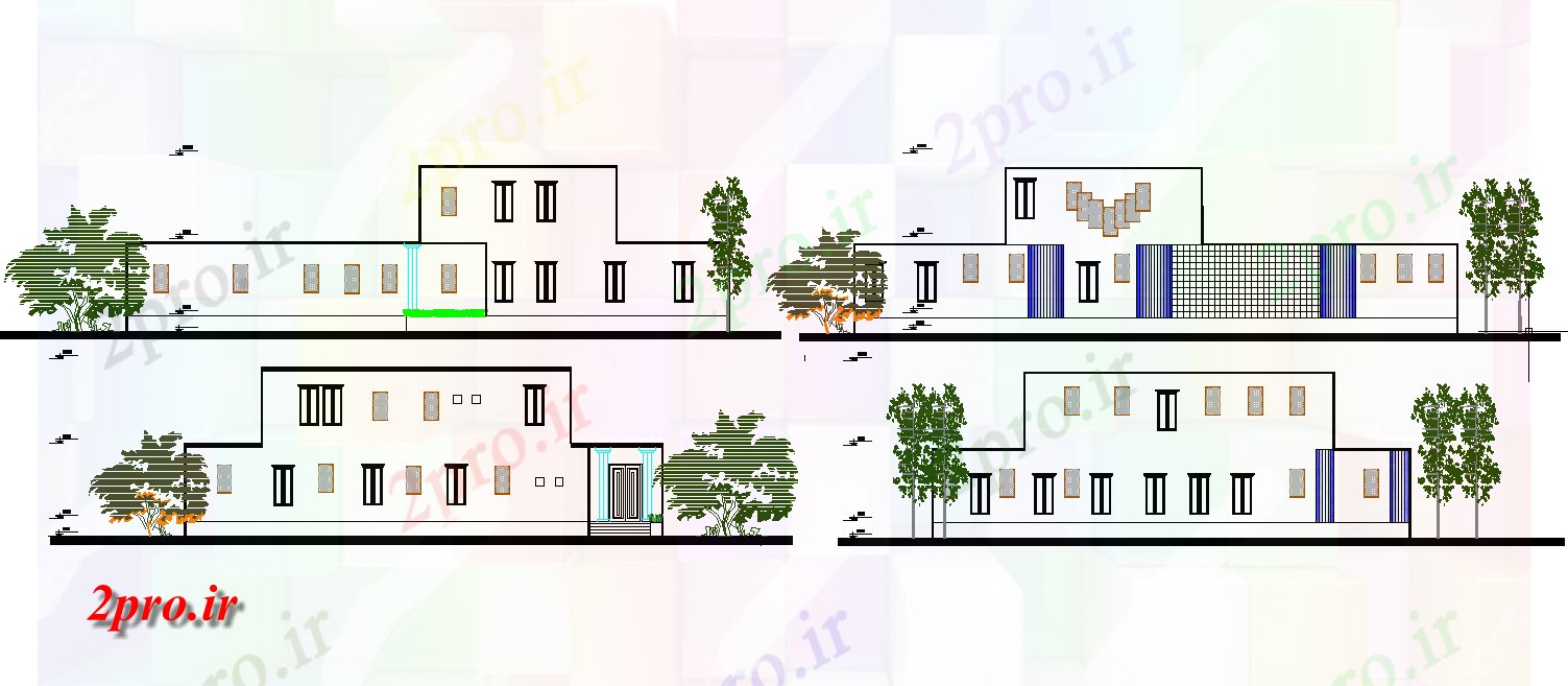 دانلود نقشه مسکونی ، ویلایی ، آپارتمان کم هزینه مسکن نمای 13 در 21 متر (کد77458)