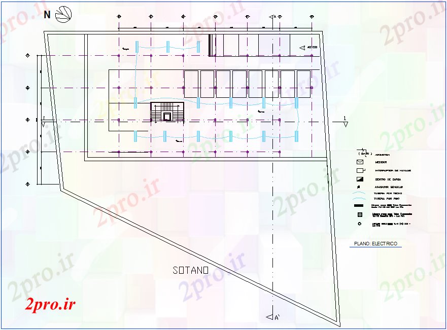 دانلود نقشه معماری طرحی ساخت و ساز از دفتر زیرزمین (کد77462)