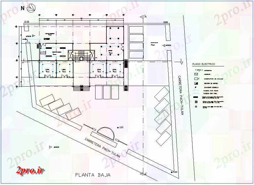 دانلود نقشه معماری طرحی طبقه پایین از نظر الکتریکی از دفتر (کد77463)