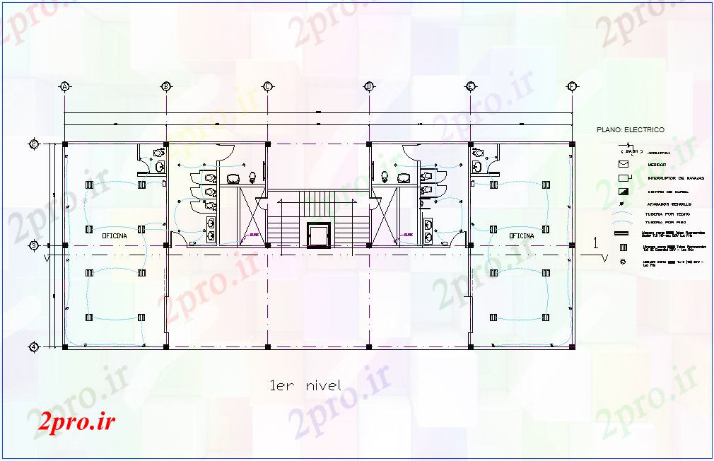 دانلود نقشه معماری طرحی ساخت و ساز از دفتر برای طبقه اول  (کد77465)