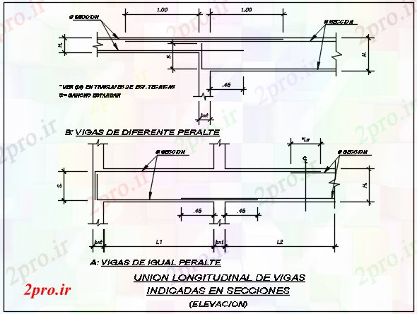 دانلود نقشه جزئیات ساخت و ساز پرتو بخش جزئیات (کد77473)