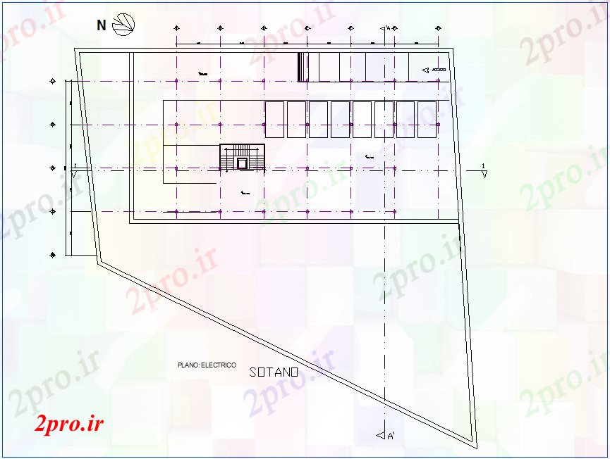 دانلود نقشه معماری طرحی نصب و راه اندازی برق دفتر زیرزمین (کد77477)