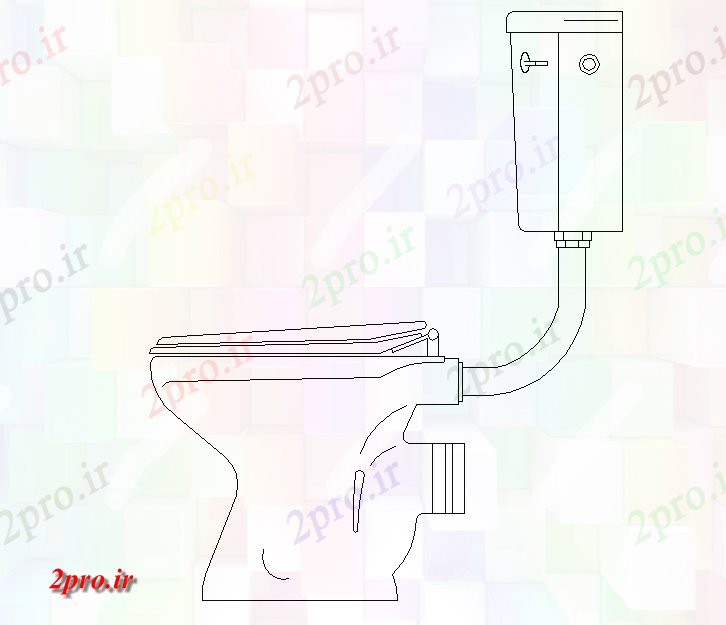 دانلود نقشه تجهیزات بهداشتی خیط و پیت کردن توالت جزئیات جانبی نمای (کد77486)