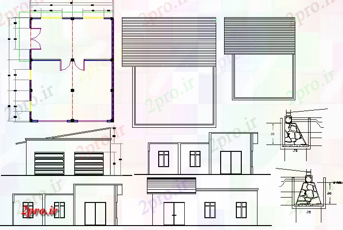 دانلود نقشه نمایشگاه ; فروشگاه - مرکز خرید کارخانه شربت سازی دقیق پروژه معماری فروشگاه 8 در 10 متر (کد77493)