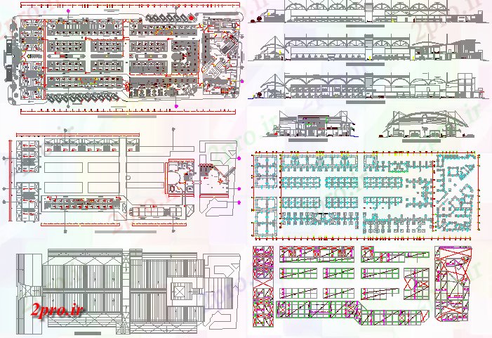 دانلود نقشه هایپر مارکت - مرکز خرید - فروشگاه نما بازار خرده فروشی، بخش و طرحی با طرحی طبقه جزئیات 40 در 110 متر (کد77495)