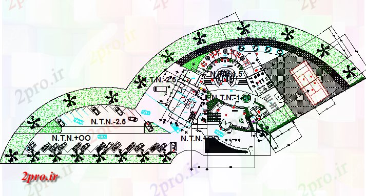 دانلود نقشه هایپر مارکت  - مرکز خرید - فروشگاه جزئیات محوطه سازی از شهرستان خرید بازار (کد77504)