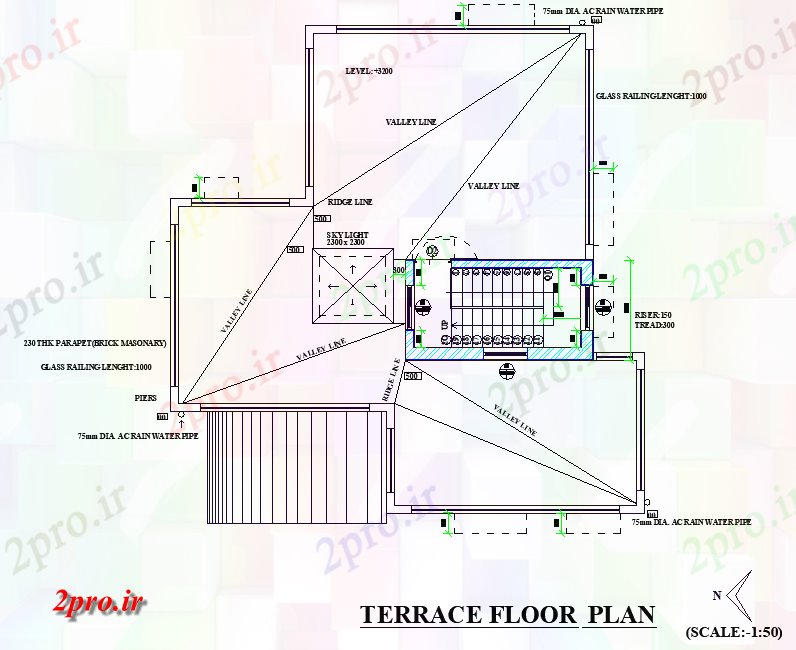 دانلود نقشه مسکونی ، ویلایی ، آپارتمان طبقه تراس طراحی 14 در 15 متر (کد77522)