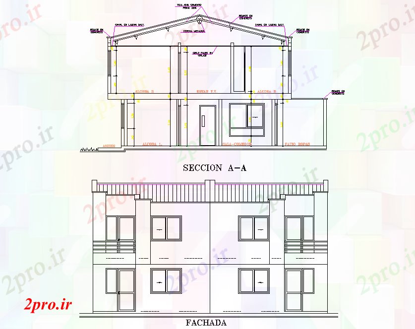 دانلود نقشه مسکونی ، ویلایی ، آپارتمان خانه های آپارتمان دوبلکس جزئیات 10 در 12 متر (کد77527)