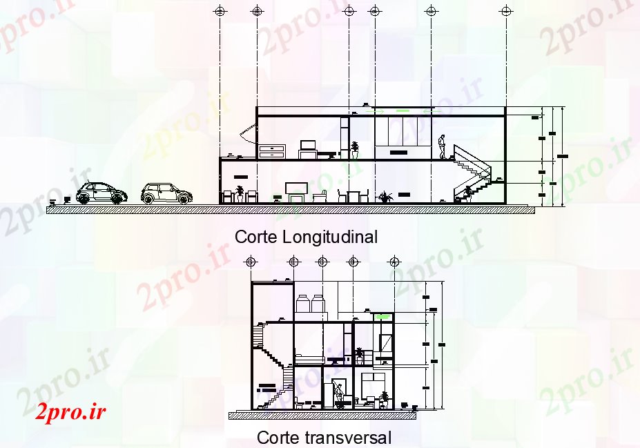 دانلود نقشه مسکونی ، ویلایی ، آپارتمان جزئیات بخش طرحی خانه دوبلکس 10 در 18 متر (کد77536)