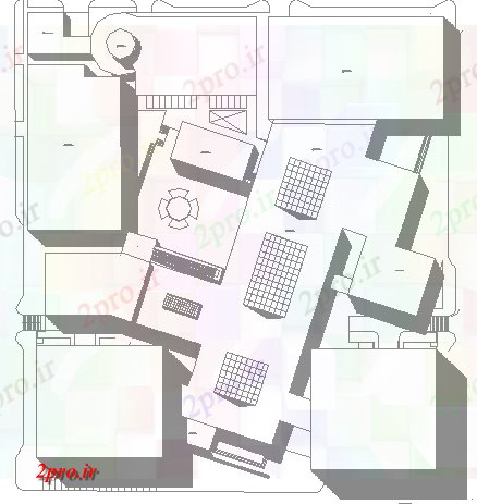 دانلود نقشه هایپر مارکت  - مرکز خرید - فروشگاه نمای ایزومتریک از مرکز خرید طبقه دوم  (کد77542)