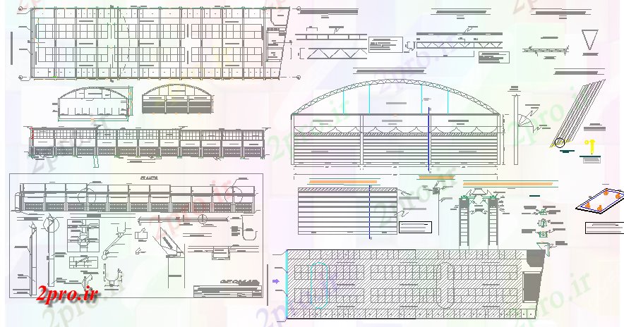 دانلود نقشه هایپر مارکت - مرکز خرید - فروشگاه فولاد ساختار معماری فوق العاده بازار پروژه 20 در 74 متر (کد77550)