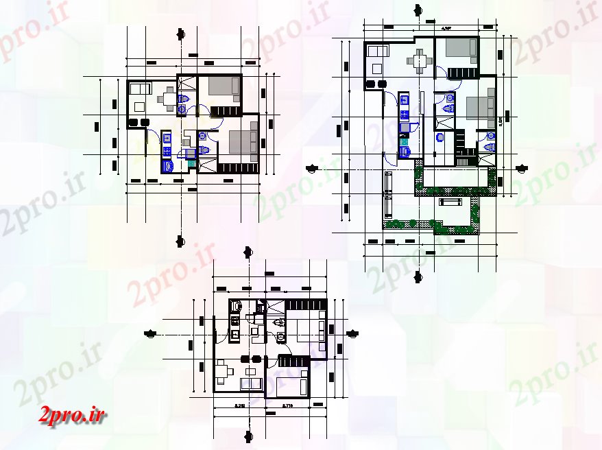 دانلود نقشه مسکونی ، ویلایی ، آپارتمان مسکن طرحی چیدمان 13 در 20 متر (کد77591)