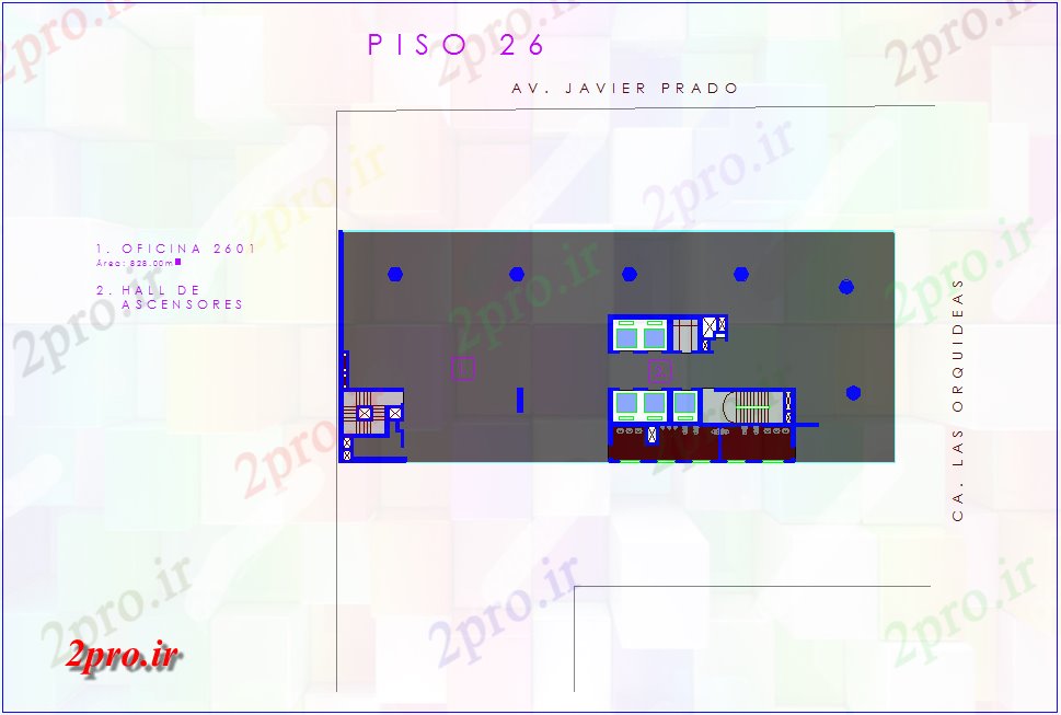 دانلود نقشه ساختمان اداری - تجاری - صنعتی بیست و شش تعداد بازدید طرحی طبقه از دفتر 45 در 49 متر (کد77612)