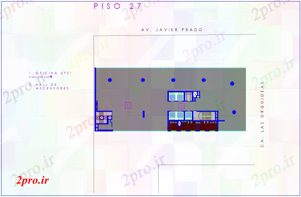 دانلود نقشه ساختمان اداری - تجاری - صنعتی طرحی معماری دفتر برای شماره طبقه 27 10 در 18 متر (کد77613)