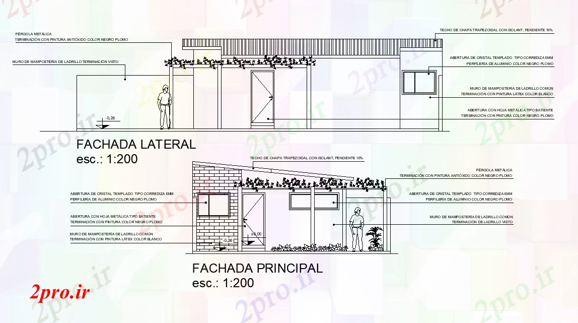 دانلود نقشه مسکونی ، ویلایی ، آپارتمان نما از تک خانواده جزئیات طرحی خانه 7 در 11 متر (کد77618)