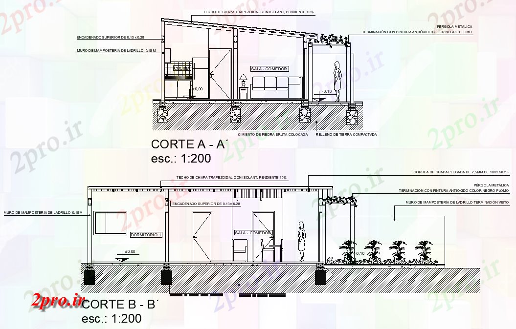 دانلود نقشه مسکونی ، ویلایی ، آپارتمان بخش تک خانواده طرحی خانه 7 در 11 متر (کد77619)