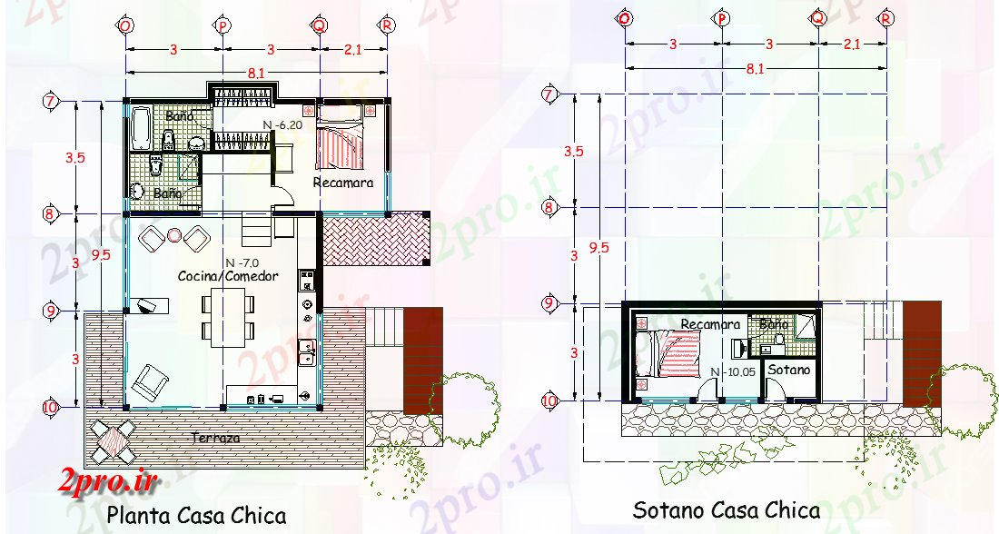 دانلود نقشه مسکونی ، ویلایی ، آپارتمان خانه برنامه ریزی 9 در 10 متر (کد77681)