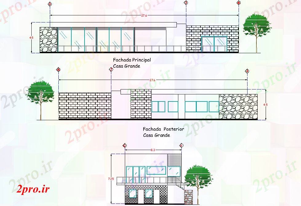 دانلود نقشه مسکونی ، ویلایی ، آپارتمان نما کوه طرحی خانه اقامت اتوکد 9 در 10 متر (کد77683)