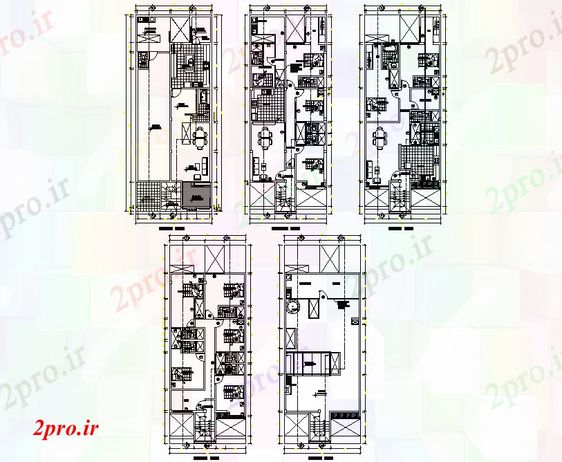 دانلود نقشه مسکونی ، ویلایی ، آپارتمان خانواده طرحی مسکن اتوکد 8 در 21 متر (کد77721)