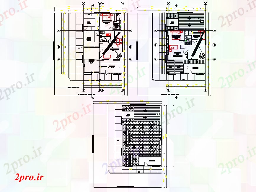 دانلود نقشه مسکونی ، ویلایی ، آپارتمان خط مرکز محل زندگی جزئیات 17 در 26 متر (کد77727)