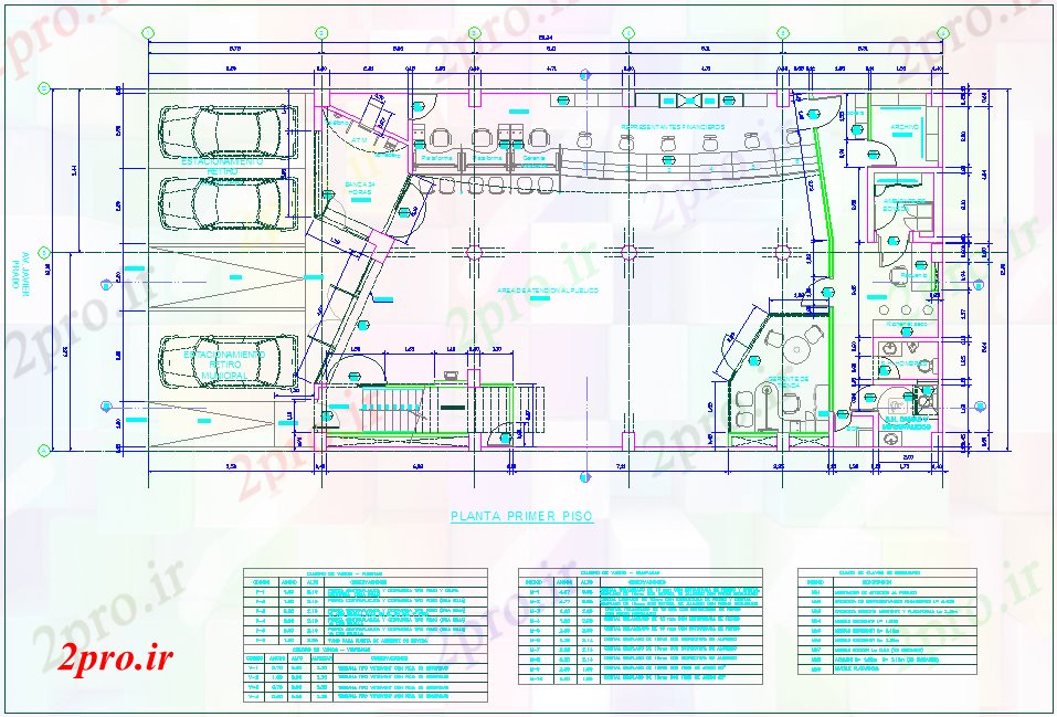 دانلود نقشه بانک ها بانک نظر طراحی با طرحی طبقه اول با درب و پنجره برنامه 10 در 22 متر (کد77732)
