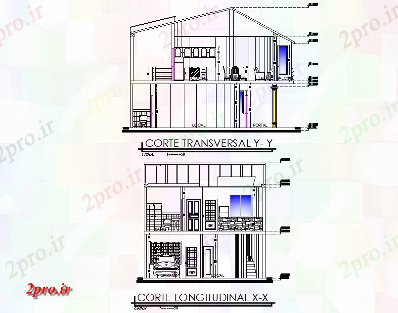 دانلود نقشه مسکونی ، ویلایی ، آپارتمان بخش تک خانواده طرحی خانه جزئیات 9 در 12 متر (کد77745)