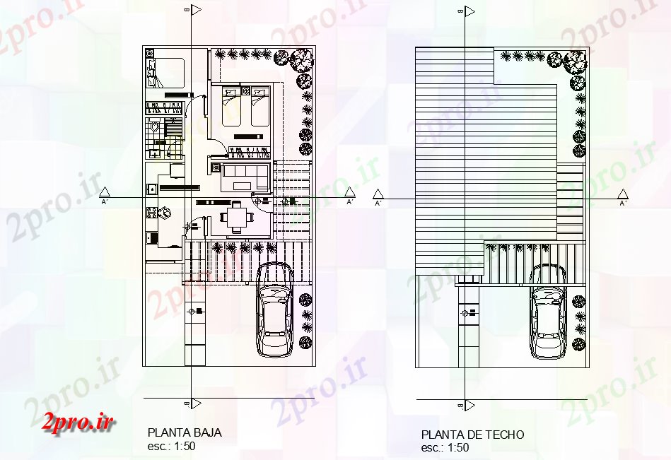 دانلود نقشه مسکونی ، ویلایی ، آپارتمان خانواده تنها طراحی خانه 7 در 11 متر (کد77747)