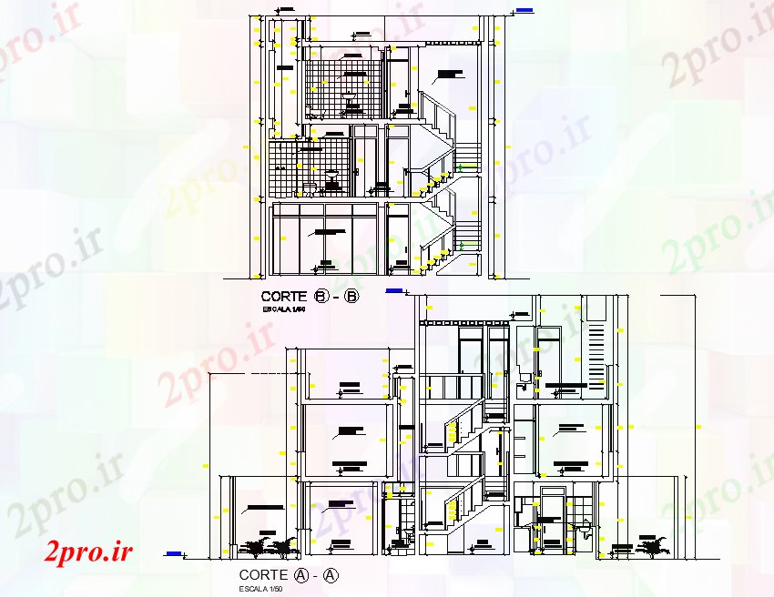 دانلود نقشه مسکونی ، ویلایی ، آپارتمان جزئیات بخش طرحی خانه 9 در 12 متر (کد77818)