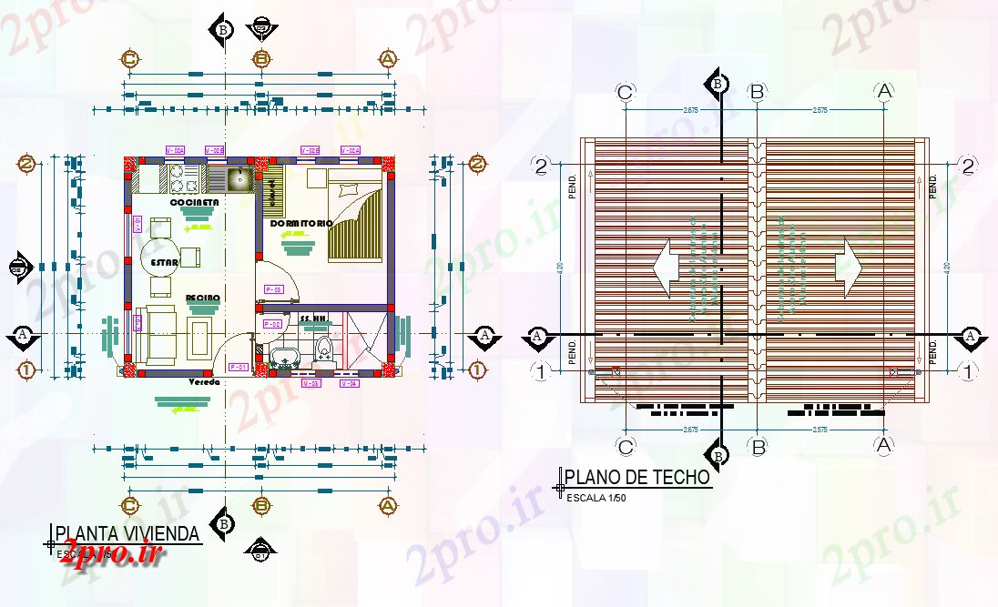 دانلود نقشه مسکونی ، ویلایی ، آپارتمان مسکن ماژول طراحی 9 در 11 متر (کد77820)