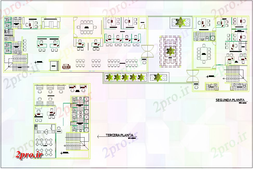 دانلود نقشه ساختمان دولتی ، سازمانی طرحی طبقه دوم و سوم برای دولت دولت ساخت 11 در 19 متر (کد77839)