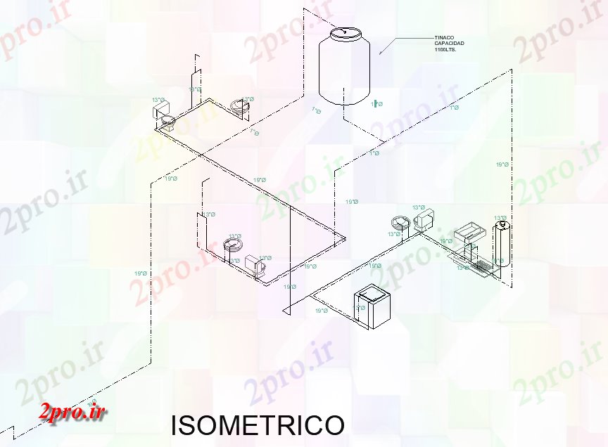 دانلود نقشه جزئیات لوله کشی ایزومتریک لوله آب جزئیات خط  چیدمان (کد77875)