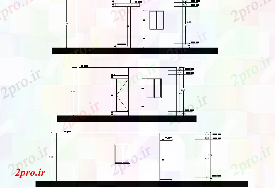 دانلود نقشه مسکونی ، ویلایی ، آپارتمان نما از طرحی خانه 7 در 9 متر (کد77888)