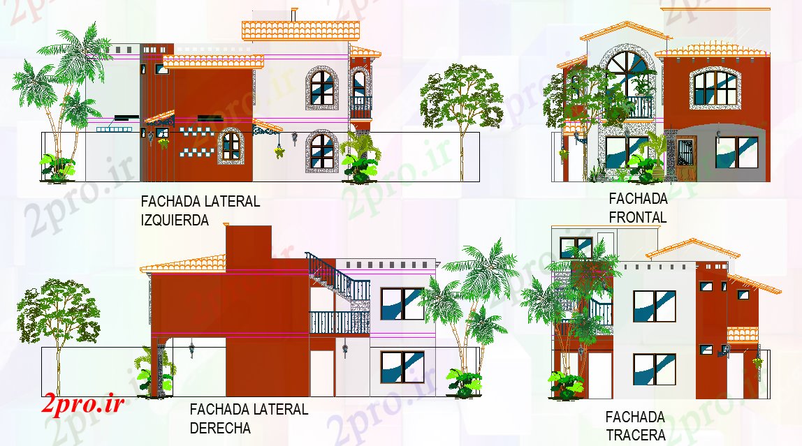 دانلود نقشه مسکونی ، ویلایی ، آپارتمان نمای rustics طرحی خانه 10 در 14 متر (کد77891)