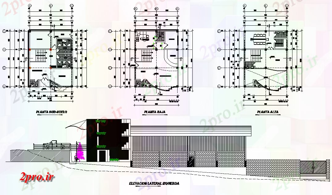 دانلود نقشه مسکونی ، ویلایی ، آپارتمان برنامه و خانه نما طرحی 9 در 11 متر (کد77907)