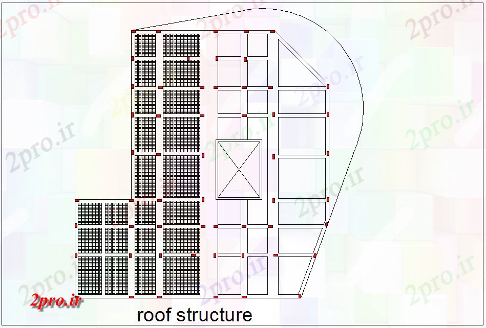 دانلود نقشه جزئیات ساختار  ساختار سقف با  ساختار برای nixe ساختمان فاده می شود (کد77951)