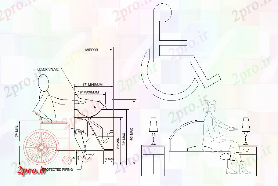 دانلود نقشه بلوک ، آرام ، نماد طرحی روی صندلی چرخدار و بخش  چیدمان (کد77955)