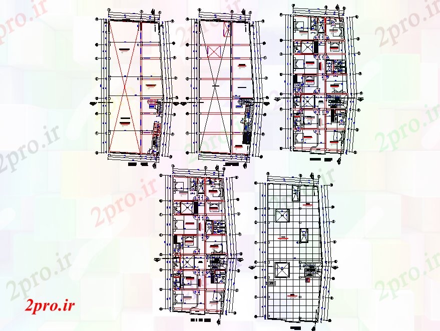 دانلود نقشه ساختمان اداری - تجاری - صنعتی برنامه ریزی معماری ساختمان تجاری 10 در 26 متر (کد77984)