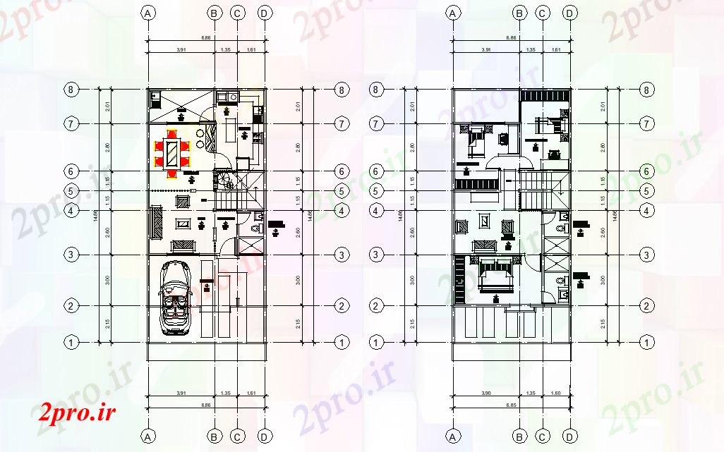 دانلود نقشه مسکونی ، ویلایی ، آپارتمان دوبلکس پروژه کامل طراحی 7 در 13 متر (کد77991)