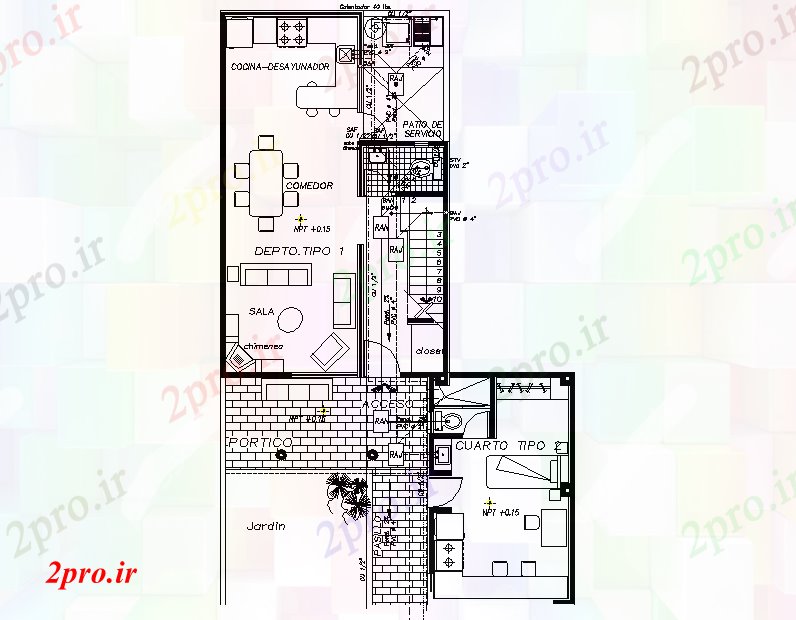 دانلود نقشه مسکونی ، ویلایی ، آپارتمان معمار طرحی خانه جزئیات 10 در 17 متر (کد78008)