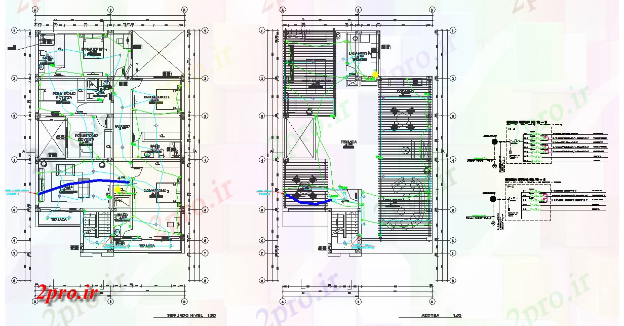 دانلود نقشه طراحی داخلی طبقه دوم و طرحی سقف طرحی خانه های الکتریکی (کد78014)